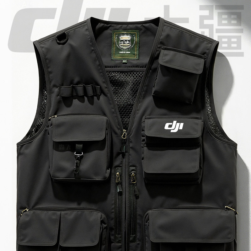 Multifunctional Pocket Vest Workwear for Photographers, Directors, Fishing, Outdoor Functional Men's Vest with Logo Customization