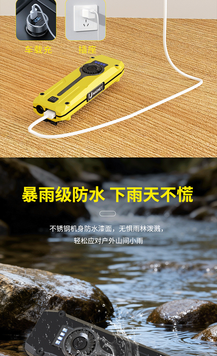 New Model of Cat Moss Inspection Work Light with White, Yellow, and Purple Three-Color Strong Illumination Flashlight with Strong Magnetic Attraction, Red Light, Ultraviolet Laser