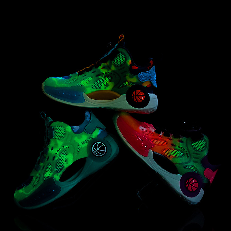 Basketball Shoes For Boys With Rotating Buckle And Nightlight_voghion.com