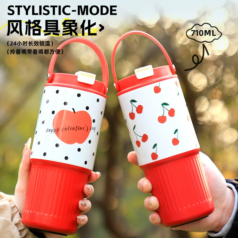 Новый стиль 304 из нержавеющей стали термочашка креативная сетка большой емкости ледяная бокаль чашка с ручкой соломкой автомобильная чашка оптом