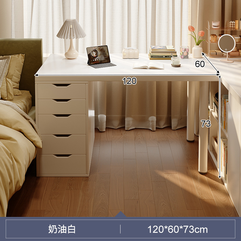 Escritorio de dormitorio de estilo crema, tocador, escritorio de hogar integrado, escritorio de computadora, escritorio de estudio de oficina para niñas, banco de trabajo