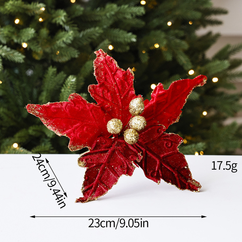 クリスマス装飾大きなスパンコールベルベットフラワークリスマスフラワーラタンクリスマスツリー装飾オニオンクロス中空フラワーリース|undefined
