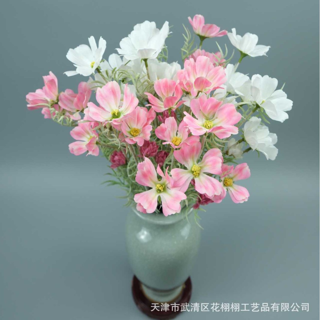 仿真花3D打印公主波斯菊格桑花单支家居装饰插花摆件家居装扮