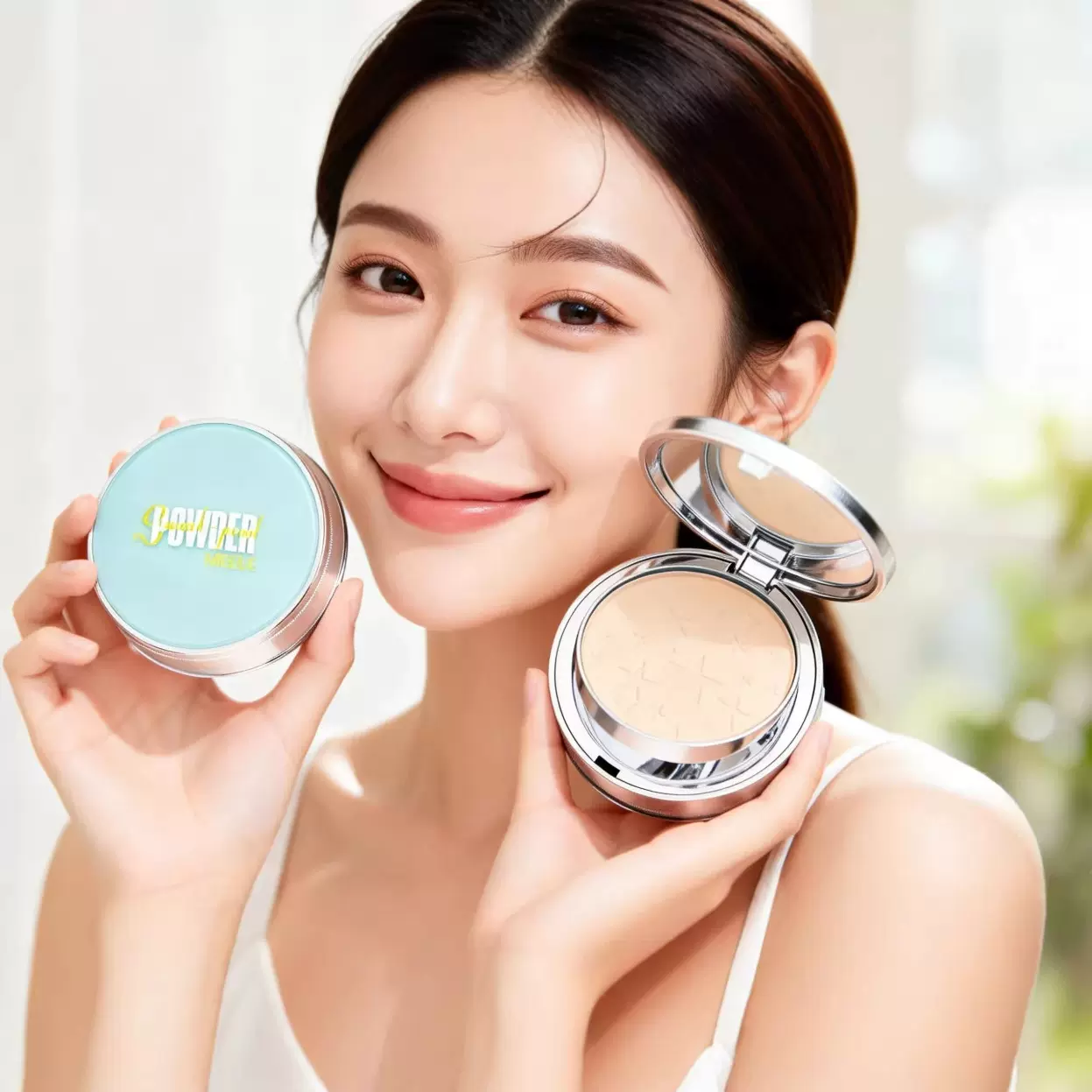 MEEUE轻薄透气定妆丝绒柔蜜定制LOGO无瑕粉饼不易脱妆不卡粉粉饼