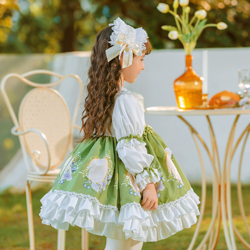 Branch Bloom Children's 2024 Spring New Girls' Clothing Lightweight Lolita Dress for Little Girls Lolita Dress