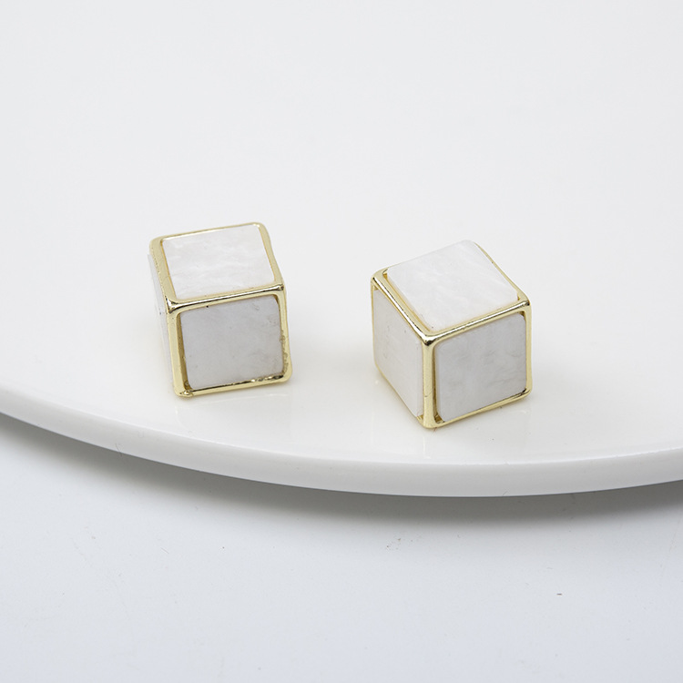 925 Silver Needle Korean Square Dice Earrings display picture 6