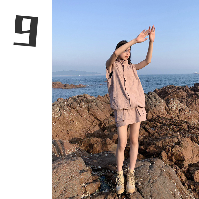 [9Hour] Youthful Girl Pink 2022 Autum Fashion Workwear Casual Skirt A-Line Skirt 8878 High Waist