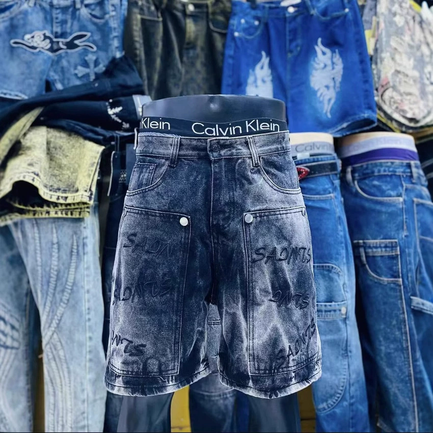 Men's denim shorts in stock новые мужские джинсовые шорты оптом Men's jeans