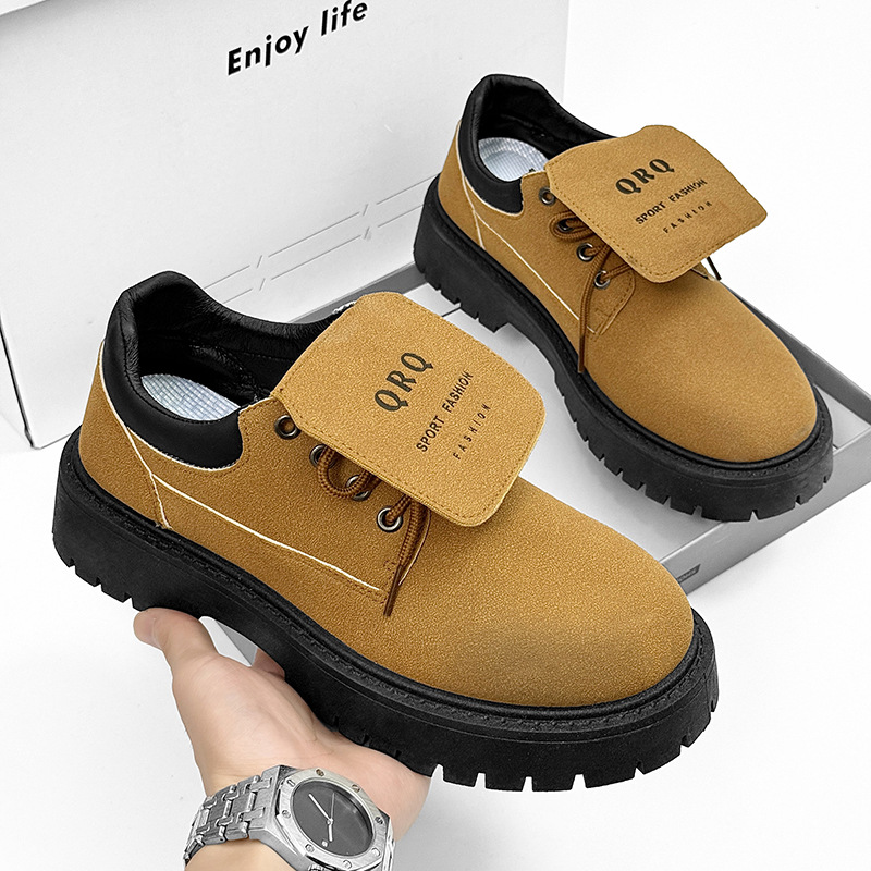 Zapatos de trabajo retro 2025 nuevo primavera y verano baja botas Martin para hombre con suela gruesa aumentada ventilada zapatos de hombre