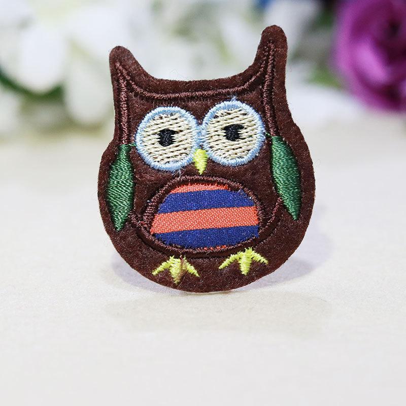 D3-5-20 갈색 올빼미 컴퓨터 자수 씰 * 동물 자수 다리미 스티커 * 만화 천 스티커