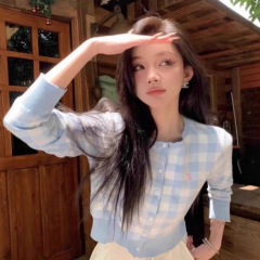 25ss现货拉夫RL格子提花基础小马刺绣logo针织开衫长袖毛衣上衣女