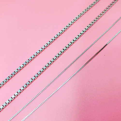 S925 sterling silver box chain necklace jewelry pendant with chain box chain clavicle chain single chain Japanese and Korean simple wholesale