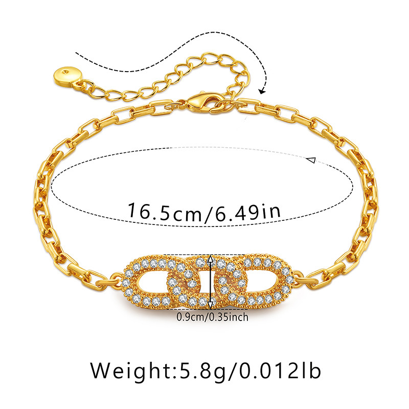 Retro Oval Copper Inlay Rhinestones Bracelets 1 Piece