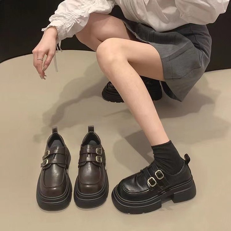Retro estilo británico zapatos de cuero para las mujeres 2024 primavera nuevo japonés JK preppy estilo grueso Fondo todo partido mocasines zapatos de una sola capa