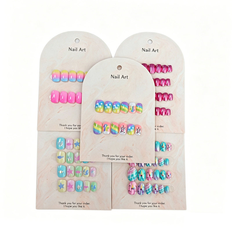 Children's Wearable Manicure Unicorn Fake Nails Wholesale Short Nail Stickers Custom Wearable Fake Nails