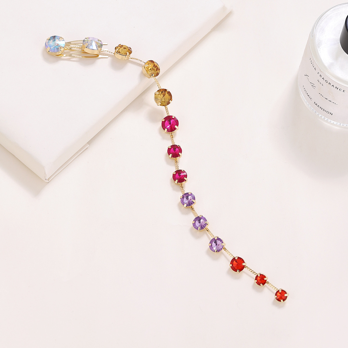 Europeo y americano transfronterizo accesorios para el cabello partido Cola de Caballo peine del pelo decorativo color rhinestone joya borla peine del pelo horquilla al por mayor