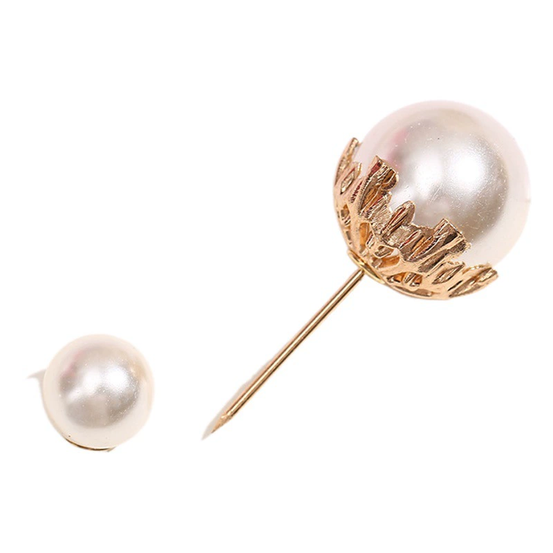 Легкая булавка для воротника с защитой от бега, брошь с двумя головками, простой кардиган с пряжкой, Женская Брошь с двумя головками и жемчугом, пряжка