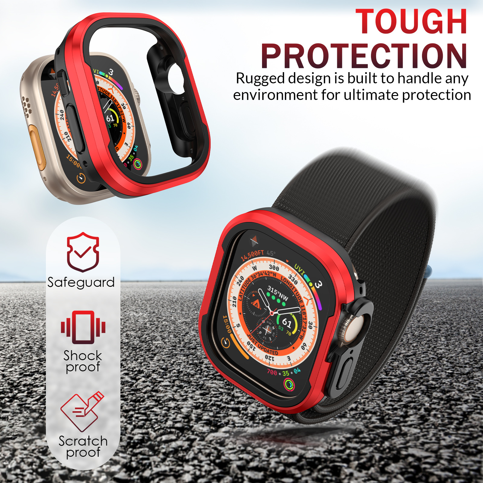 Suitable for Apple Watch Ultra Protective Case Metal Anti-drop Protective Cover Apple iWatch/S987654SE