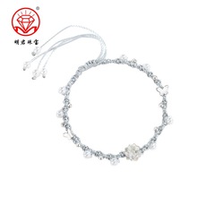 999银莲花珍珠手绳手链女生轻奢小众精致编织手饰编织新中式百搭