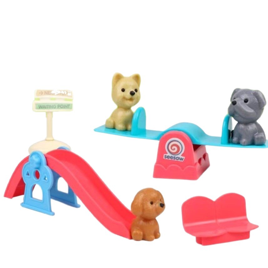 Miniature pet swing diapositivas casa de muñecas gran ventana de perro interactiva casa de juguetes de comercio electrónico fuente de productos