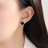 Cute earrings stainless steel, advanced accessory, European style, simple and elegant design, flowered, high-quality style