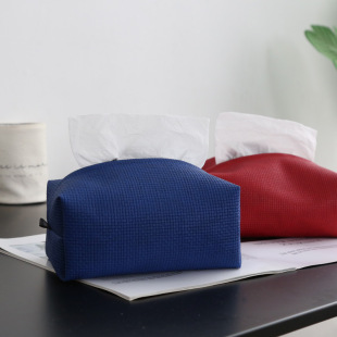 Art elements Nordic leather tissue box living room coffee table tissue box light luxury model room Klein blue tissue bag