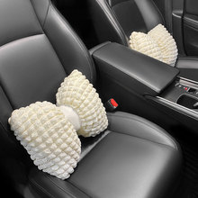 Car Winter Headrest Plush Neck Pillow Internet Popular Cute Bow Car Seat Winter Car Lumbar Headrest