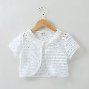 Girls' Small Shawl Coat Princess Thin Short-sleeved Baby Air-conditioning Shirt Girls' Children's Small Vessle Cardigan Summer Fashion
