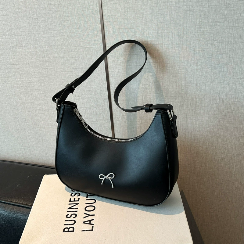 Сумка-полумесяц, трансграничная экспортная персонализированная модная текстурная сумка, женская сумка 2025 с бантом в стиле ретро, ​​сумка подмышки, сумка через плечо