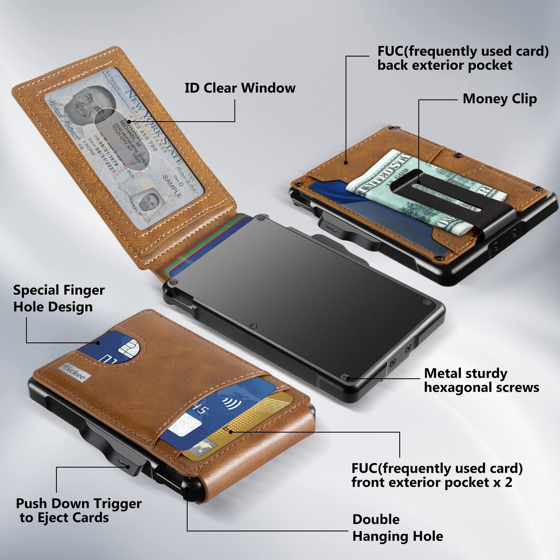 Transfronteriza nuevo metal cartera de los hombres de bienes genuinos de fibra de carbono tarjeta de crédito caso Flip titular de la tarjeta de gran capacidad titular de la tarjeta de la cartera