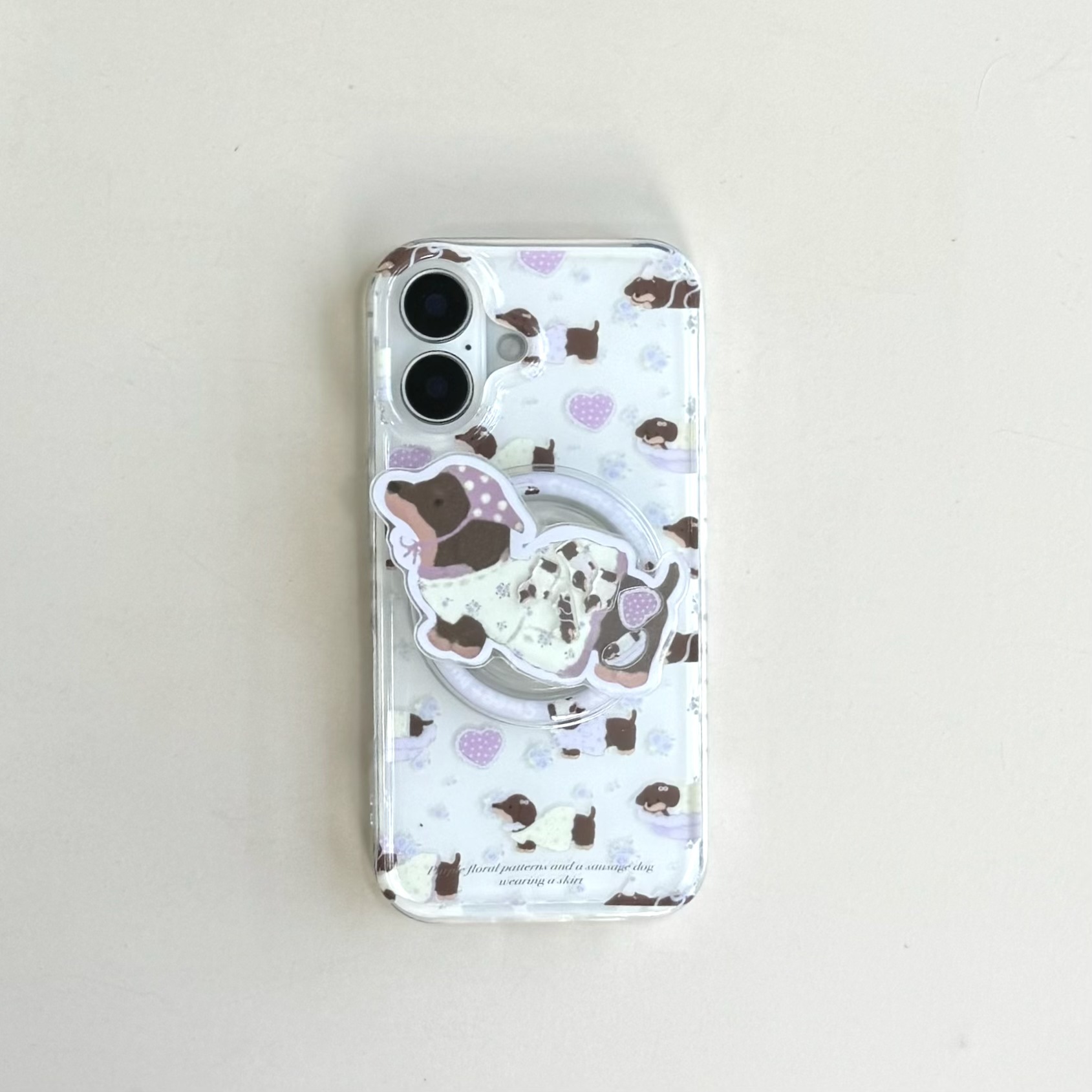 Púrpura gradiente floral lunares amor salchicha perro apple 16Pro nuevo 15PM hembra 14/13 atracción magnética 16PM