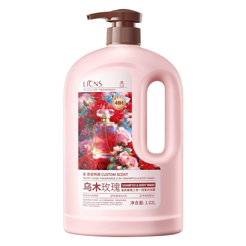 LICNS Ebony Rose Moisturizing Fragrance Shampoo 2 - in - 1 Shampoo Bath Lotion Deep Cleaning Refrescante Perfumado Laveador Protector