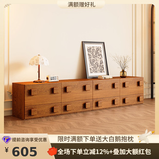 Tung Yute Retro Style Carmen Cabinet Living Room Wall Side Cabinet Middle Ancient Solid Wood Bucket Chest Multifunctional Storage Drawer Cabinet