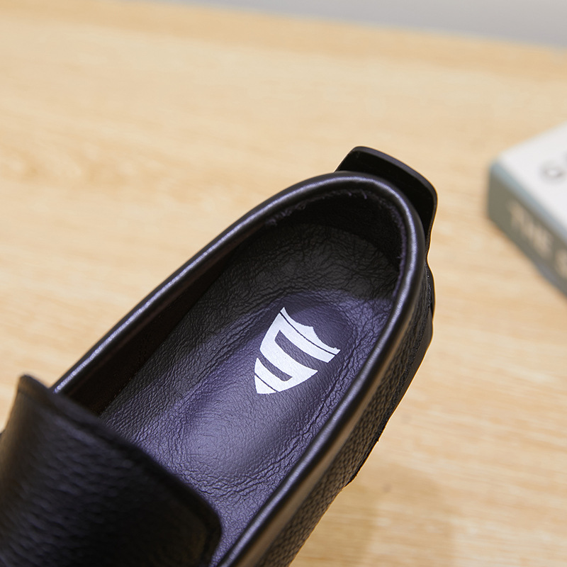 New single-layer leather bean shoes comfortable breathable flat men's leather shoes_voghion.com