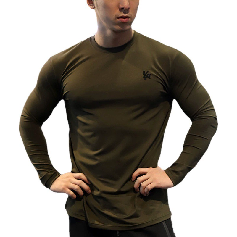 Фитнес-Спорт Мужская эластичная быстросохнущая дышащая одежда для фитнеса с длинными рукавами для занятий спортом на открытом воздухе Одежда для тренировок и бега для отдыха