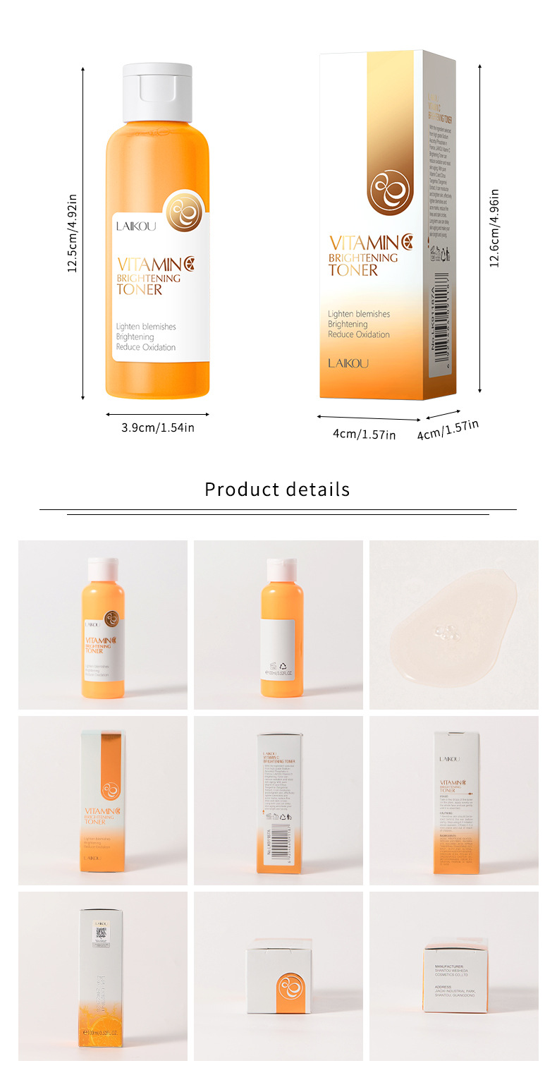 Cross-border LAIKOU Vitamin C Toner 100ml Hydrating and Moisturizing Toner Cosmetics Manufacturer Wholesale AliExpress undefined