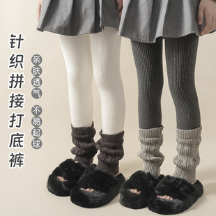 Girls' fleece-lined Thickened Winter Children's Socks Warm One-piece Pantyhose Outer Wear One-piece Base Long Pants Japanese Style