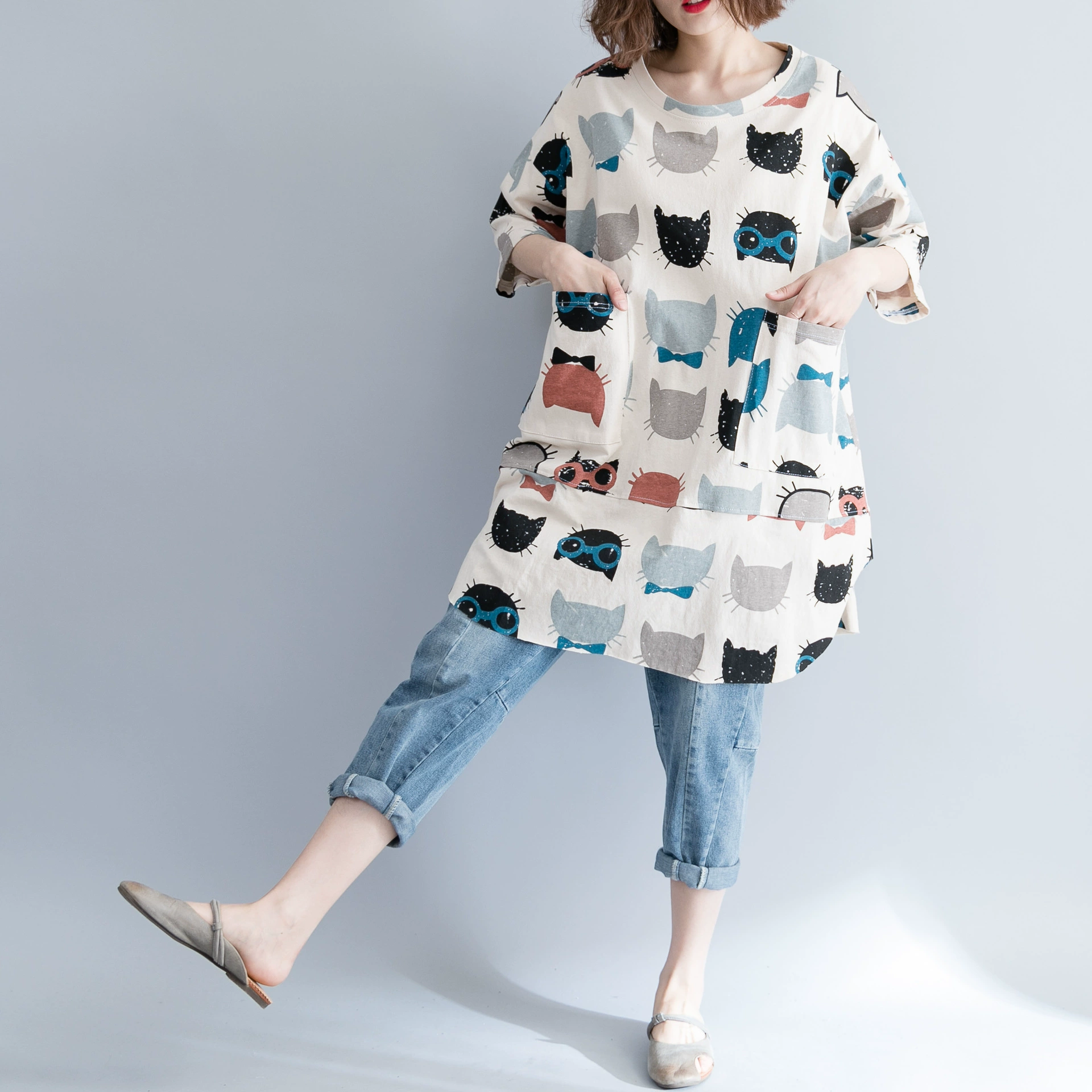 Летняя картинка футболка, oversize, плюс-сайз, оптовая продажа, корейский стиль, облегающий