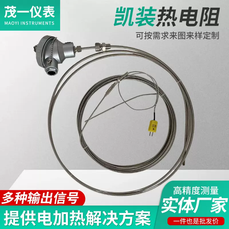 铠装热电阻工程化工生产测温直插式传感器热电阻装配式铠装热电阻