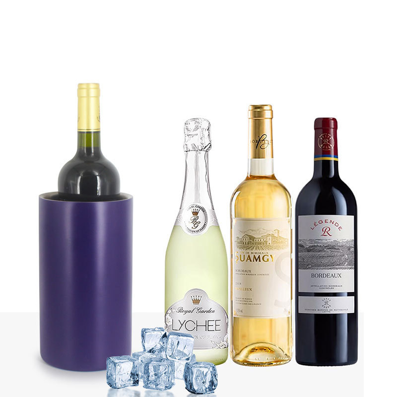 不锈钢直身款葡萄酒桶冷却隔热加厚酒冷却器香槟酒吧用品冰桶_喷