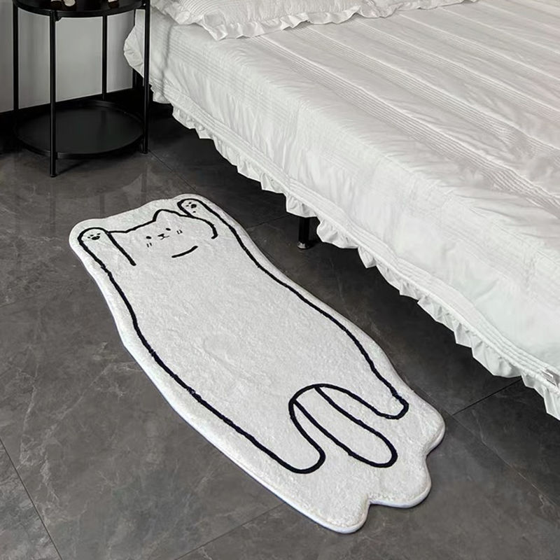 Korean Ins Style Cartoon Special-Shaped Puppy Carpet Bedroom Thickeneded Imitation Cashmere Washable Bay Window Bedside Floor Mat