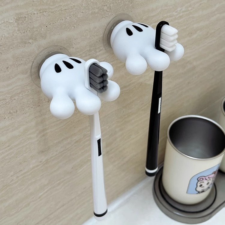Mickey Hand Palm Simple Towel Rack Children's Wall Mounted Toothbrush Holder Adhesive Hook Family of Four Bathroom Storage Rack