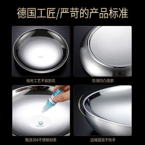 Carefully selected 304 stainless steel Japanese-style plates, high-looking, shatter-resistant dinner plates, home set, round plates, large capacity and practical