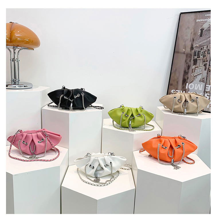 Women's Medium Pu Leather Solid Color Streetwear Dumpling Shape String Crossbody Bag display picture 2