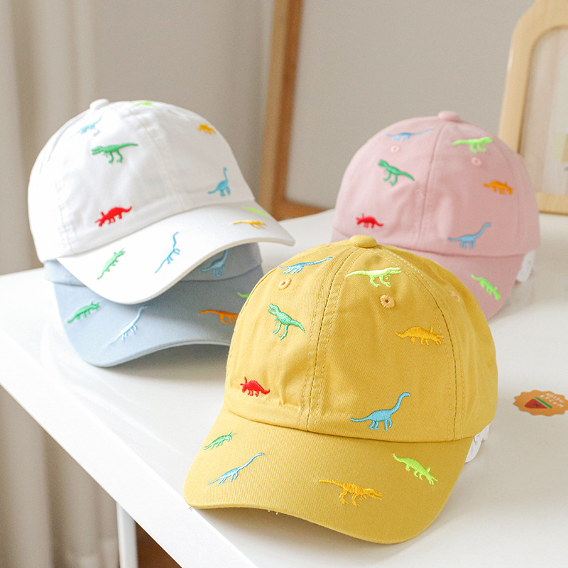 106059819@qq.com Boné infantil unissex de algodão, chapéu de sol, estilo primavera e outono, boné de beisebol infantil colorido com estampa de dinossauro_voghion.com