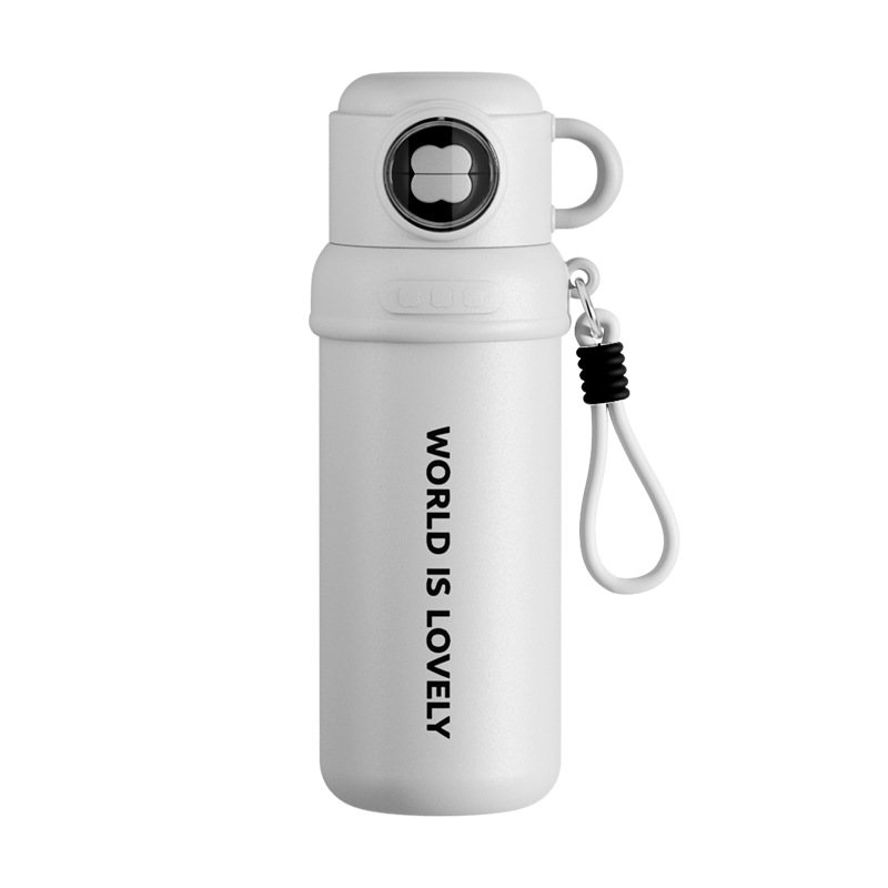 Taza de aislamiento de negocios de acero inoxidable alta capacidad de cuatro hojas portátil tres tazas de paja de bebida taza de agua de oficina de estudiantes