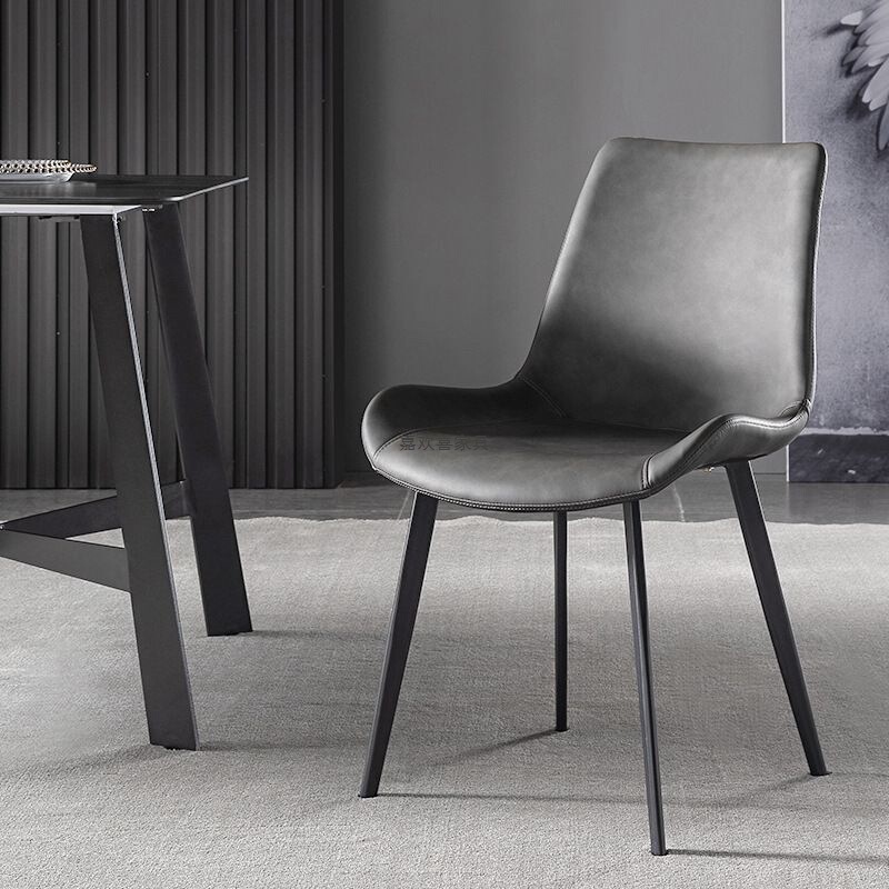 Home Dining Chair Modern Simple Light Luxury High-End Tea Restaurant Dining Table Chair Italian Minimalist Leather Chair Nordic Backrest Chair