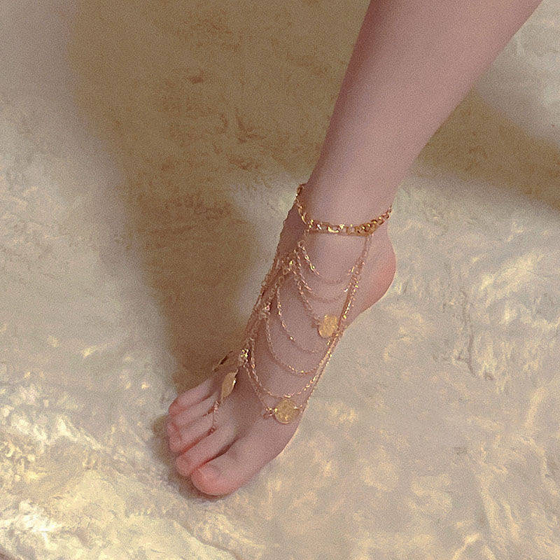 Chaînes de cou-de-pied en métal pour femmes, accessoires de style palais exotiques et à la mode_voghion.com