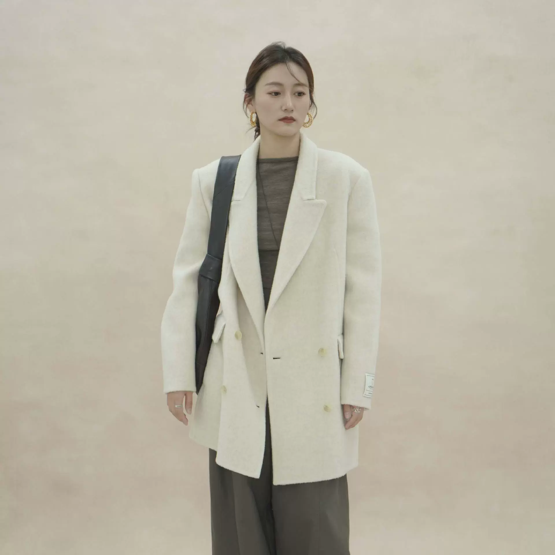 大连宣美~24年慵懒随性Da气双面羊毛大衣女外套秋冬新中长款Z-702