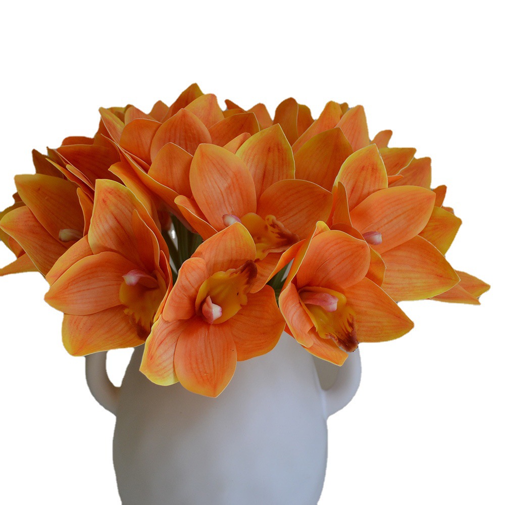 cymbidiums with bunches and flowers in hand, home model room decoration, dining table and coffee table decorations, fake flowers_voghion.com